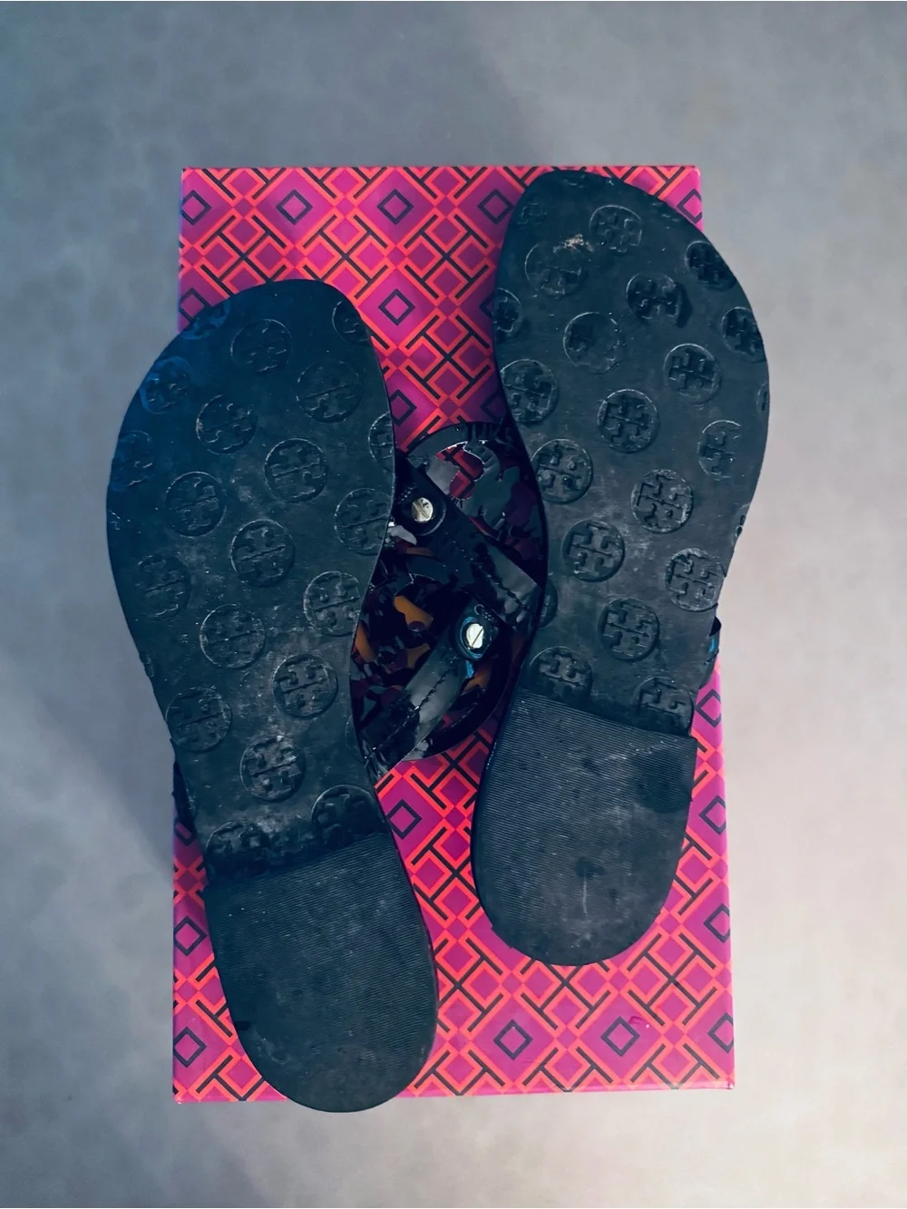 Tory Burch Miller Patent Leather Sandals - Black - Size 7